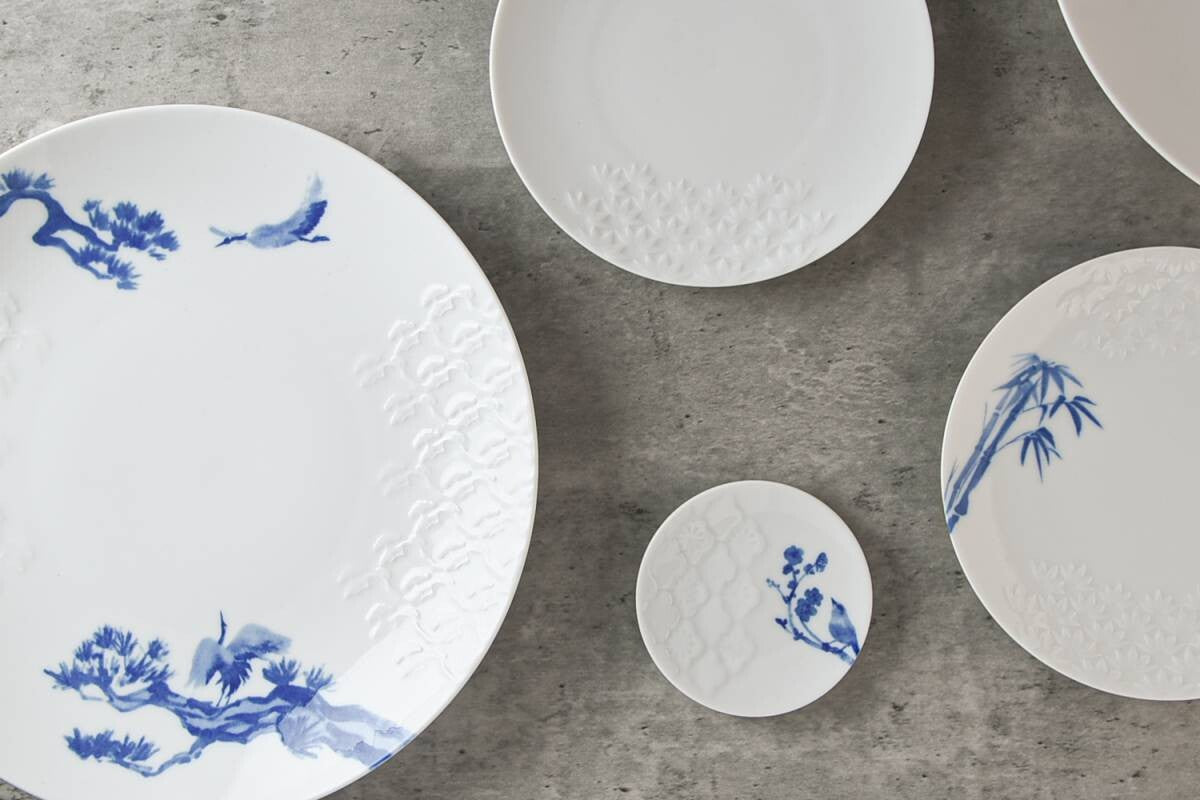 Miyama Traditional Pattern Sho-Chiku-Bai Dinnerware Set (Pure White Version) - miyama深山食器