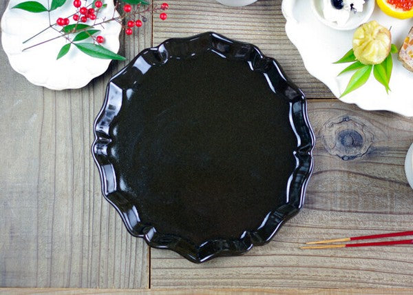 Mashiko Ware Black Tray Plate, Wakasama Pottery