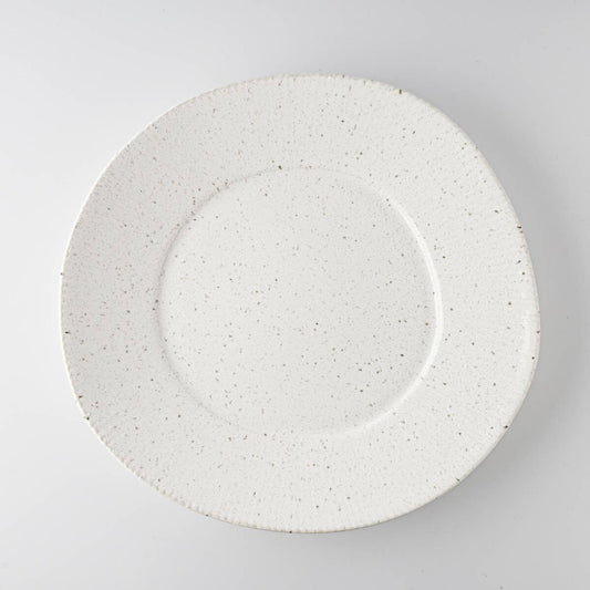 Miyama "cadre" round dinner plate, white variegated glaze