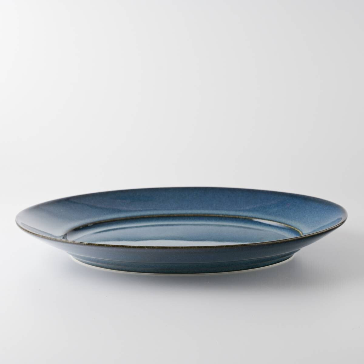 Miyama "cadre" oval plate, indigo blue glaze