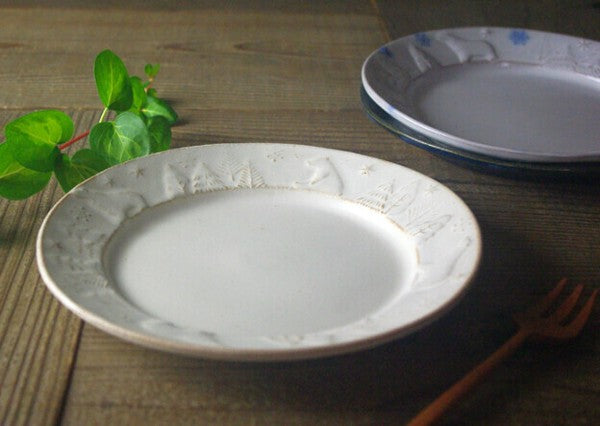 Mashiko Ware Main Plate Polar Bear, Wakasama Pottery