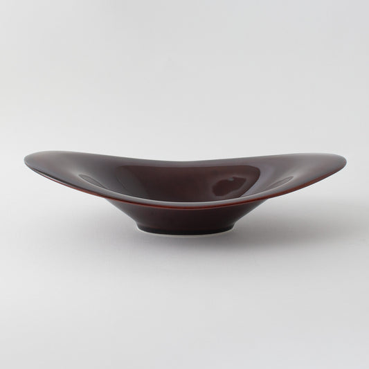 NIKKO Glossy Brown Oval Salad Bowl