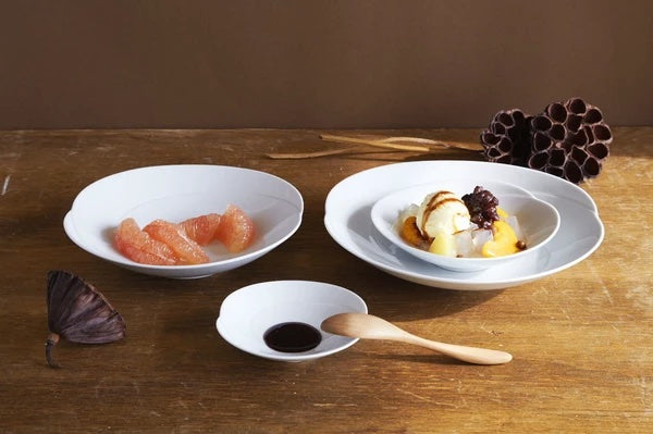 Hakusan Porcelain TOMOE Main Dish Deep Dish - Good Design Award Winner, light blue