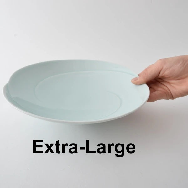Hakusan Porcelain TOMOE Main Dish Deep Dish - Good Design Award Winner, light blue