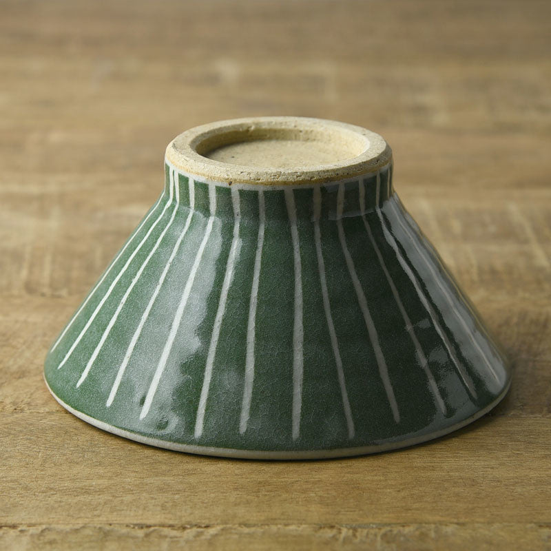 Handmade Fuji Mountain Shape and Tokusa Pattern Minoware Rice Bowl