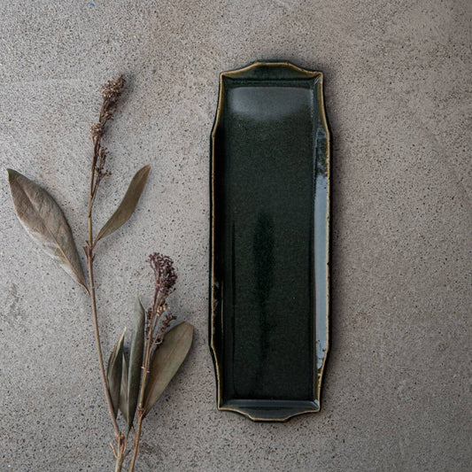 JYUZAN rim long plate (29cm x 10cm) - ever green