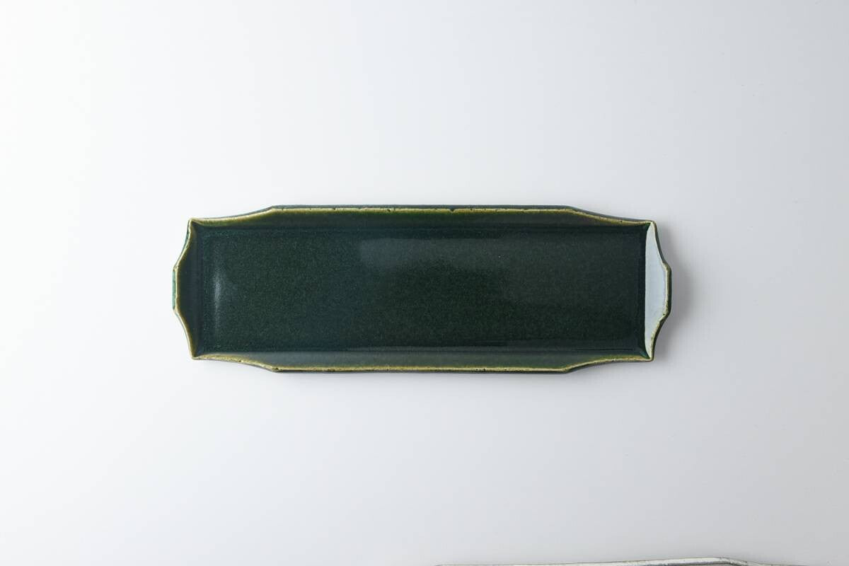JYUZAN rim long plate (29cm x 10cm) - ever green