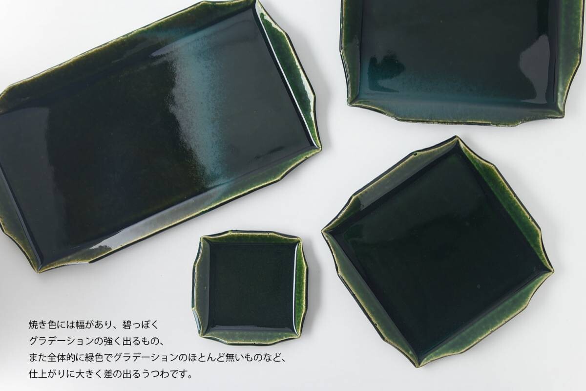 JYUZAN rim long plate (29cm x 10cm) - ever green