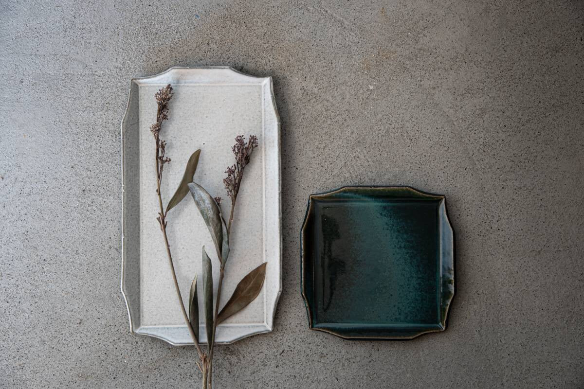 JYUZAN rim long plate (29cm x 10cm) - ever green