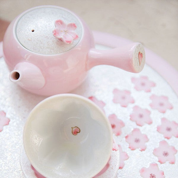 Taseigama Sakura Pink Handmade Kyusu Teapot and Teacup