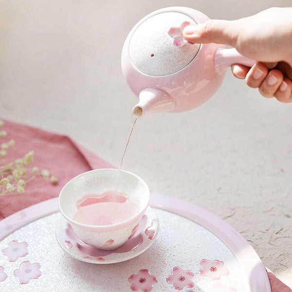 Taseigama Sakura Pink Handmade Kyusu Teapot and Teacup