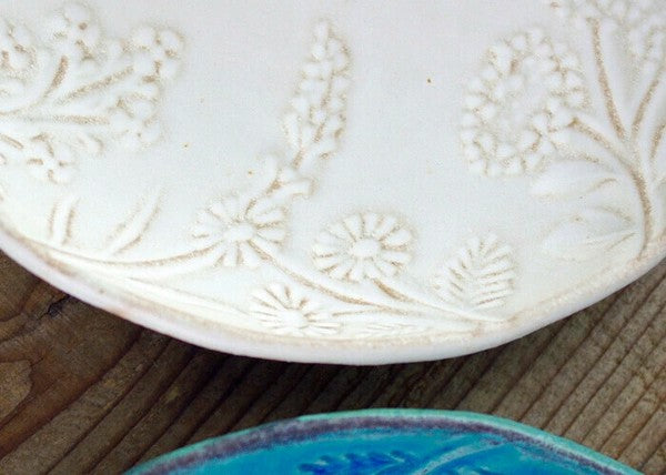 Mashiko Ware Herb Garden Round Plate, Wakasama Pottery