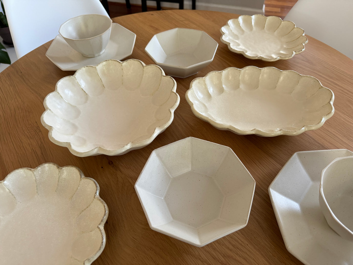 Mitanitouki “Arde” Octagonal Plate and Bowl, Minoware