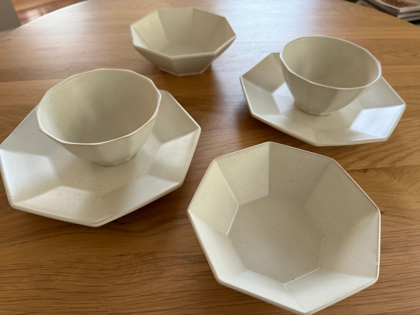 Mitanitouki “Arde” Octagonal Plate and Bowl, Minoware