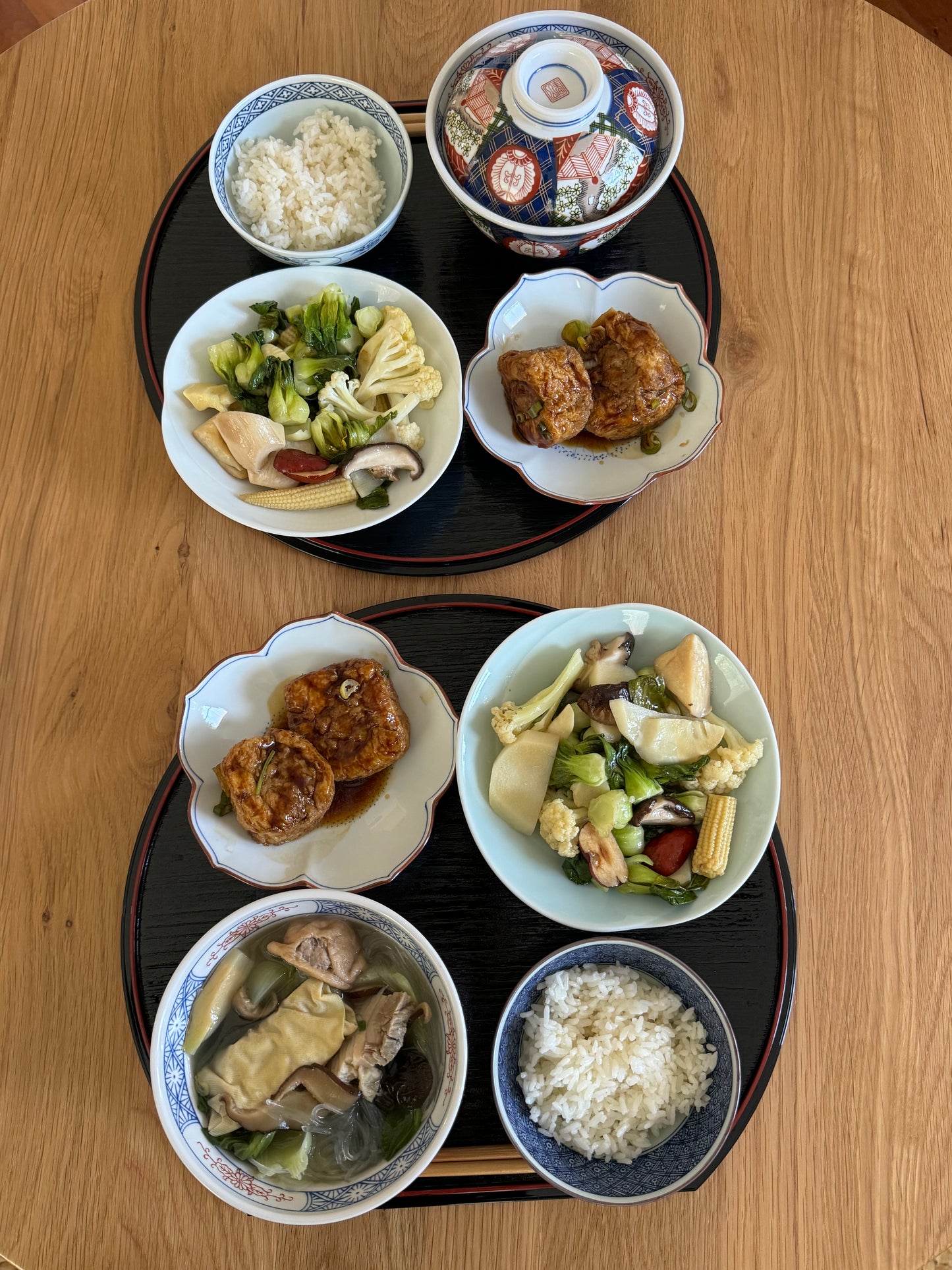 Reversible Half Moon Lacquerware Tray