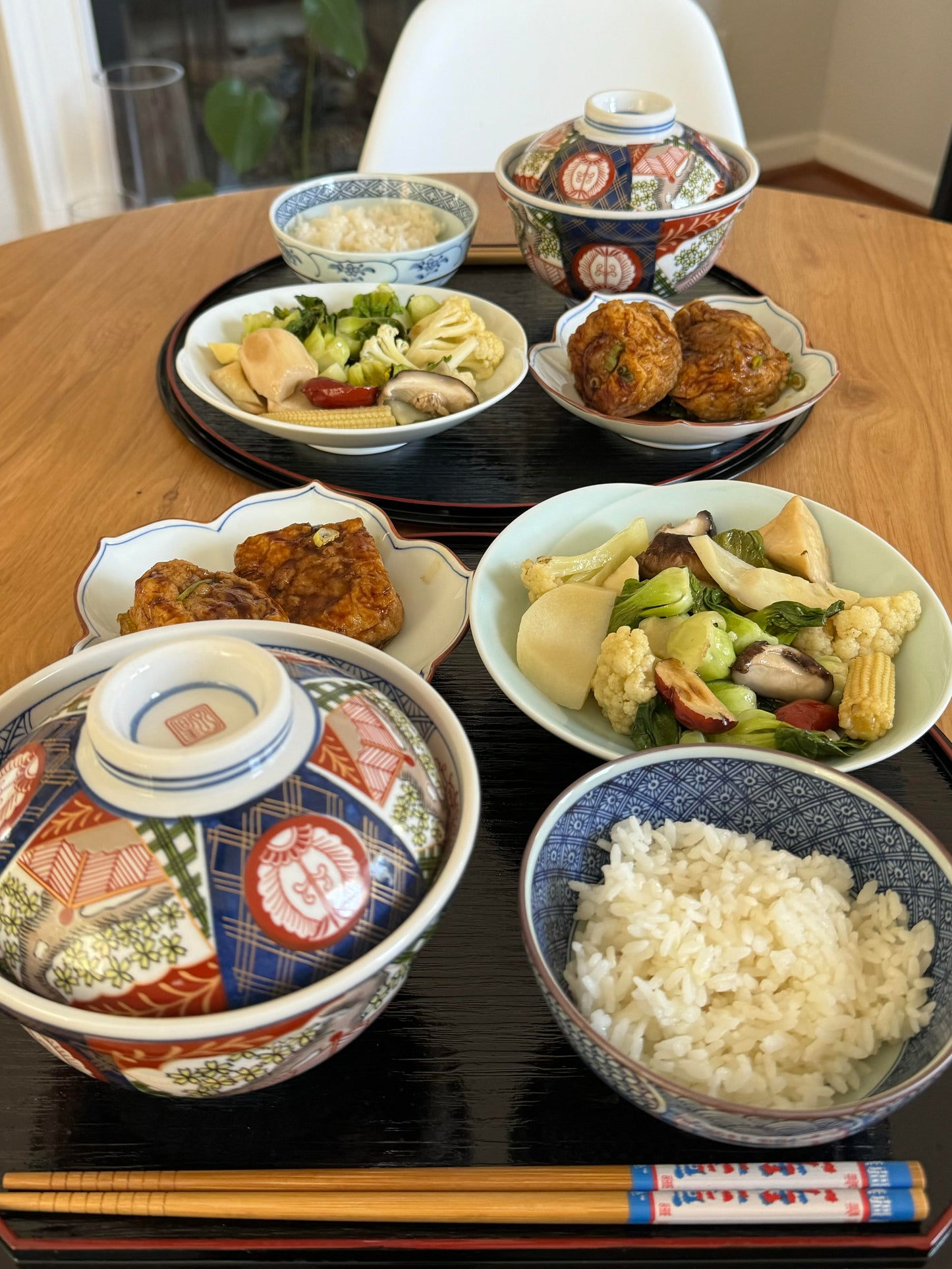 Reversible Half Moon Lacquerware Tray