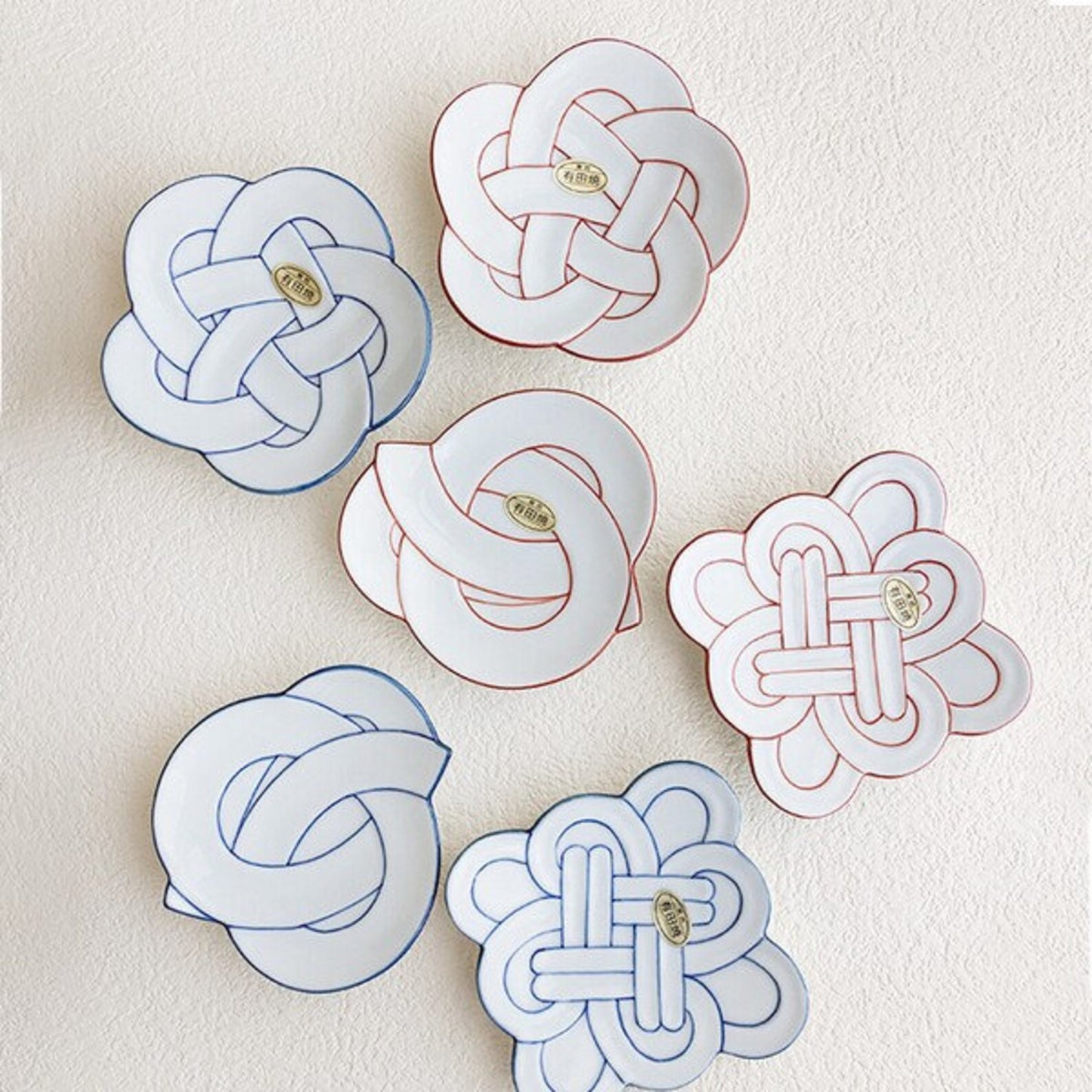 Arita Ware "Musubi"(Knot Series) Plate - Taseigama田清窯(Assortment Set of 2 with Gift Package)