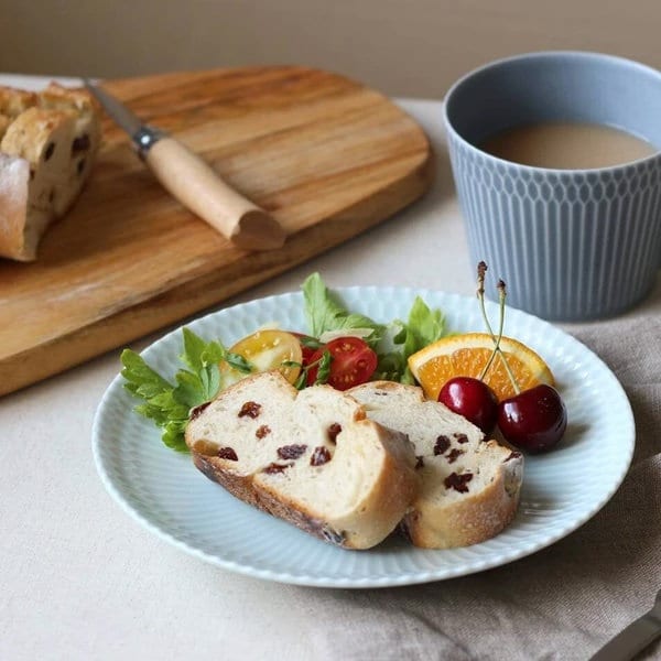 Oda Pottery SAZANAMI "Ripple" series plate, Light Bluish Green