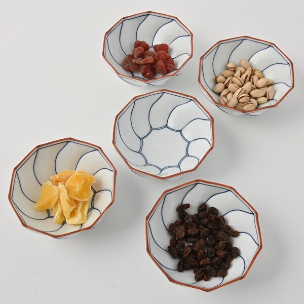 Koringama Twisted Line Japanese Side Dish Bowl, Blue