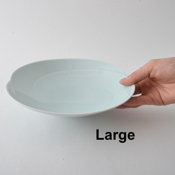 Hakusan Porcelain TOMOE Main Dish Deep Dish - Good Design Award Winner, light blue