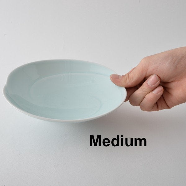Hakusan Porcelain TOMOE Main Dish Deep Dish - Good Design Award Winner, light blue