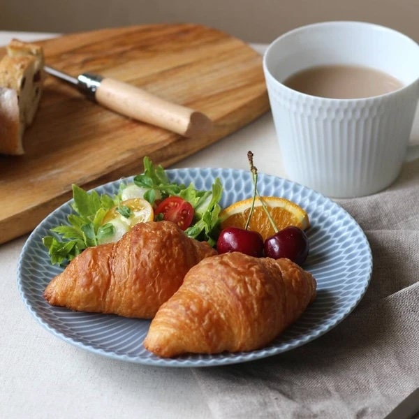 Oda Pottery SAZANAMI "Ripple" series plate, Blue Gray