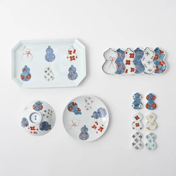 Arita Ware "Six Gourds" Rectangle Plate by TOKUSHICHI KILN 徳永製陶所 徳七窯