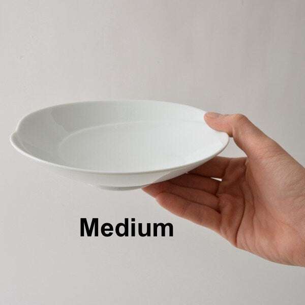 Hakusan Porcelain TOMOE Main Dish Deep Dish - Good Design Award Winner, white