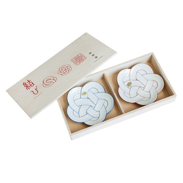 Arita Ware "Musubi"(Knot Series) Plate - Taseigama田清窯(Assortment Set of 2 with Gift Package)