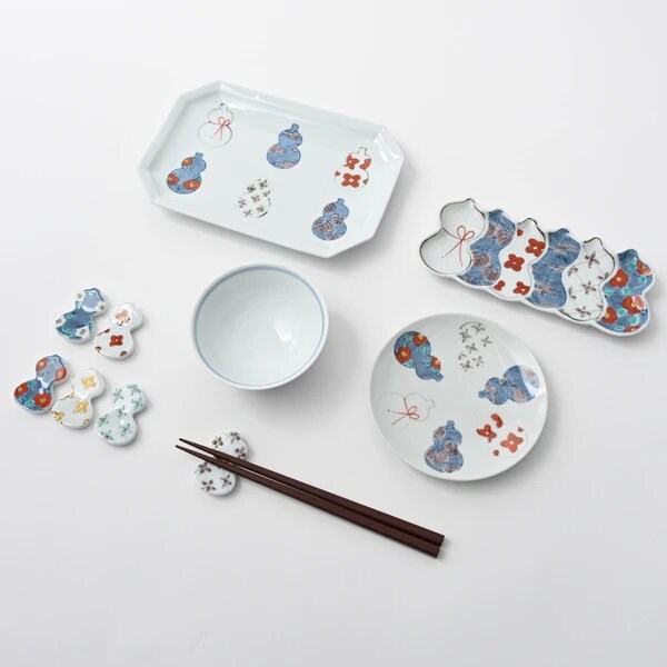 Arita Ware "Six Gourds" Rectangle Plate by TOKUSHICHI KILN 徳永製陶所 徳七窯