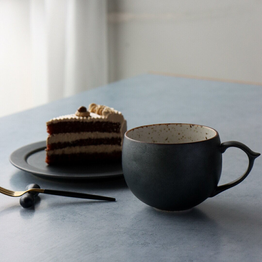 Aritaware B&W Sabi Series cafe au lait Mug and Plate