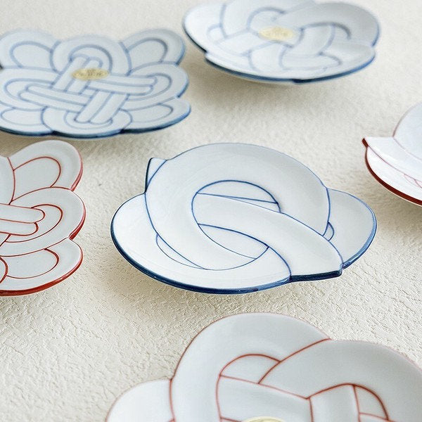 Arita Ware "Musubi"(Knot Series) Plate - Taseigama田清窯(Assortment Set of 2 with Gift Package)