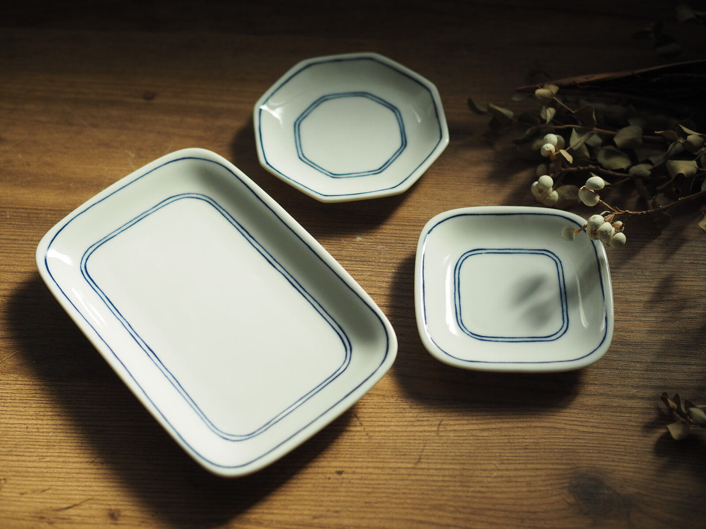 Assortment Set of 3 Blue and White Side Dishes - KANESE NODA 記幸窯