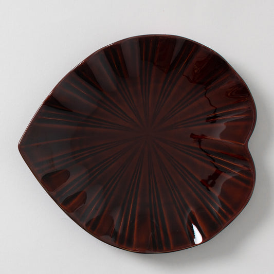NIKKO Glossy Brown Leaf Plate