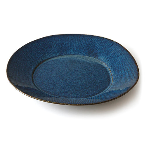 Miyama "cadre" round dinner plate, indigo blue glaze