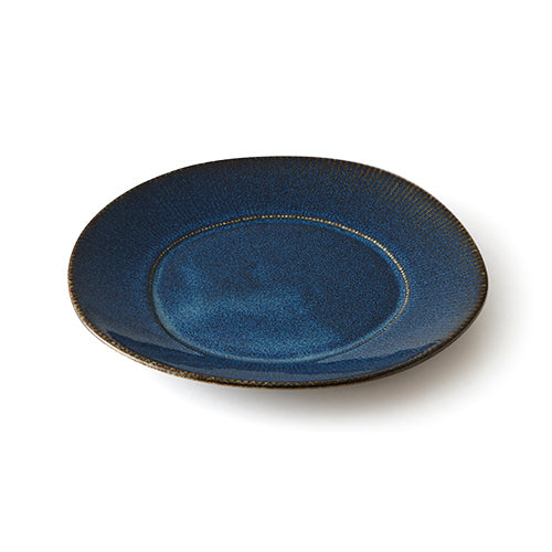 Miyama "cadre" round dinner plate, indigo blue glaze
