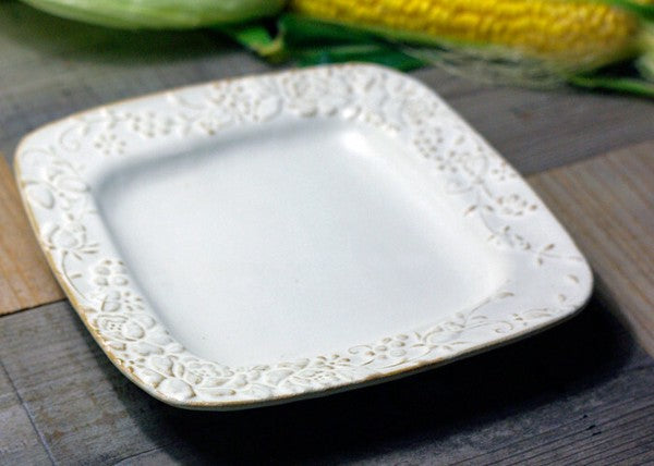 Mashiko Ware Garden Flower Square Plate, Wakasama Pottery