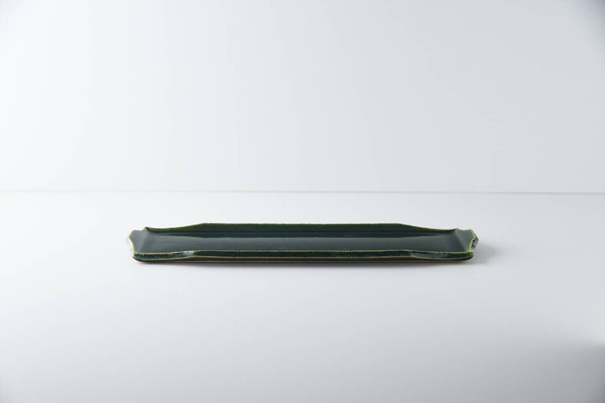 JYUZAN rim long plate (29cm x 10cm) - ever green