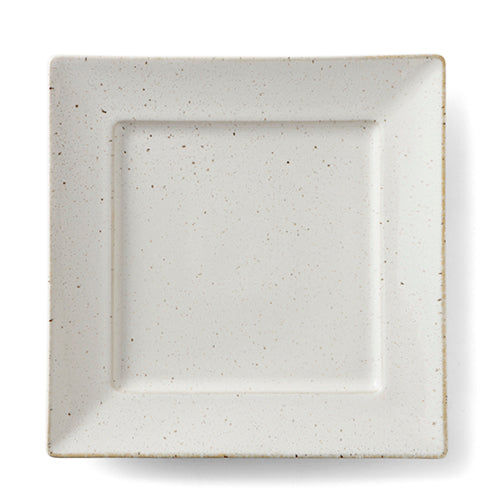 Miyama "cadre" 24cm square plate, white variegated glaze