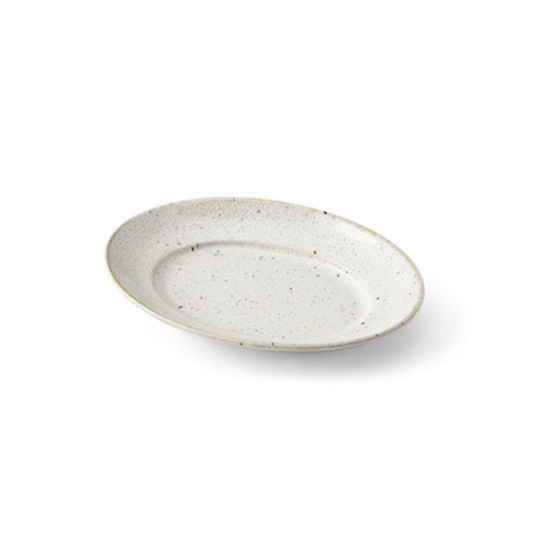 Miyama "cadre" oval plate, white variegated glaze