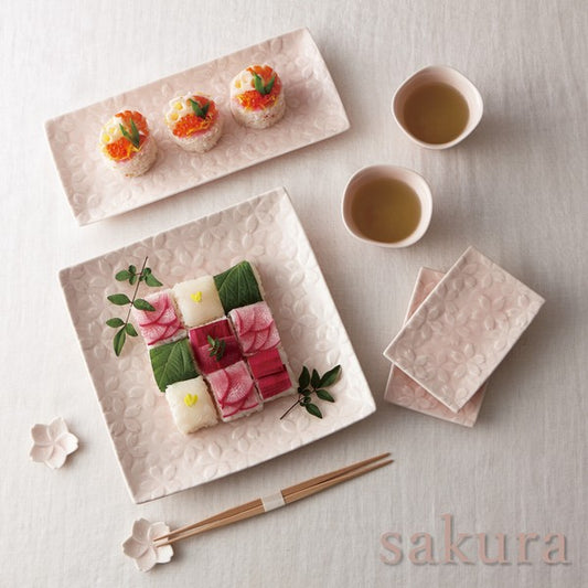 Minoware Cherry Blossoms Sakura Rectangular Plates - miyama深山食器