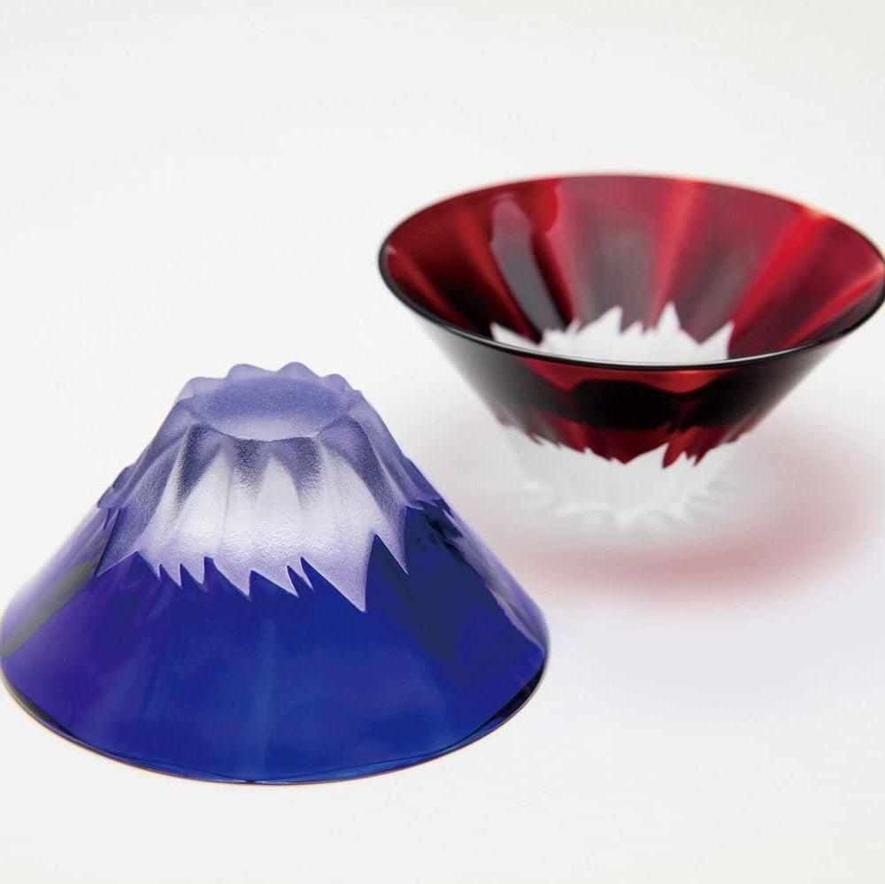 Mt. Fuji Sake Cup Glass Edo Kiriko - Tajima Glass 田島硝子