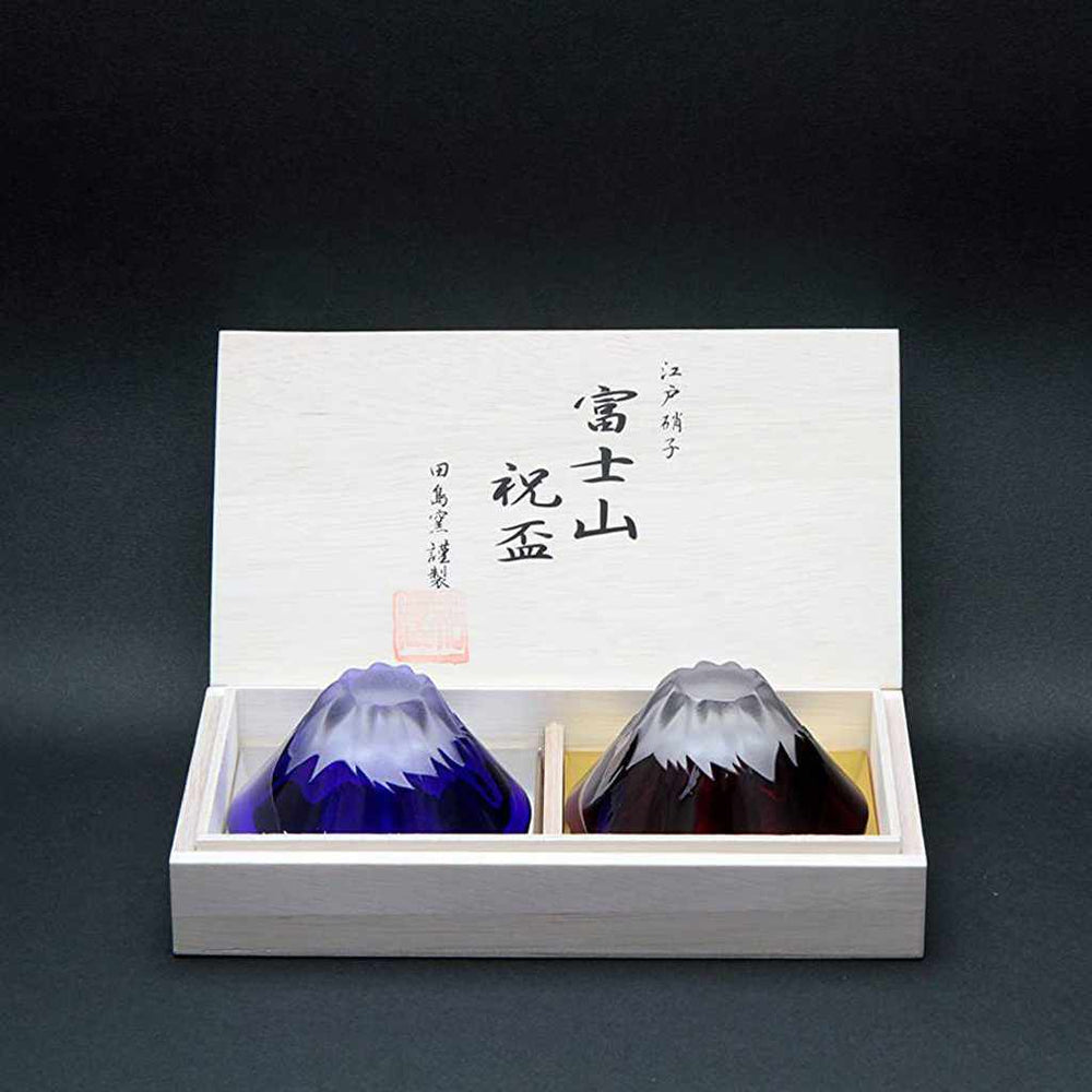 Mt. Fuji Sake Cup Glass Edo Kiriko - Tajima Glass 田島硝子